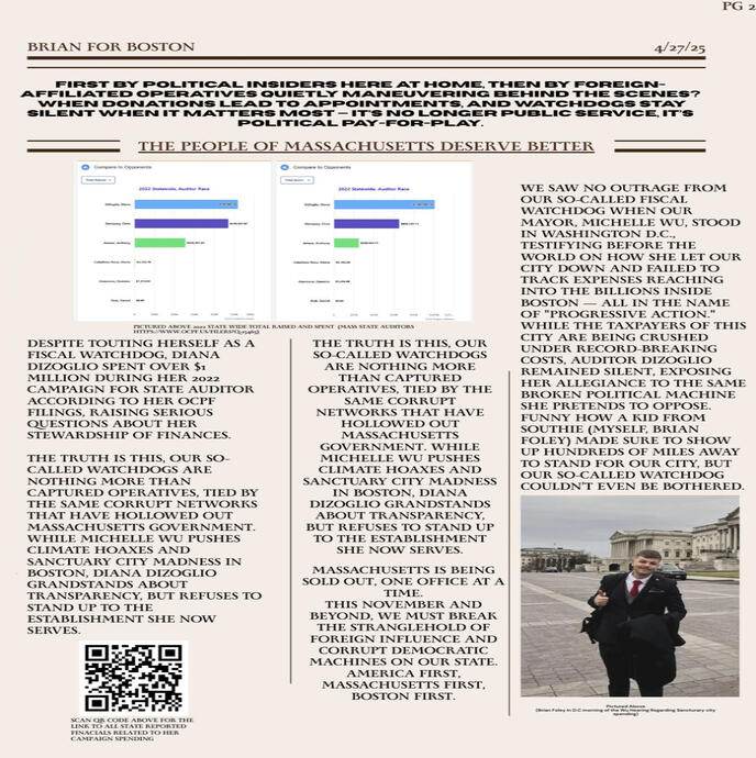 Starting on October 3, 2022, Gary Yu began financially supporting Auditor Diana DiZoglio’s campaign. Over the course of nearly a year and a half, through February 2024, Yu contributed a total of $3,000, ultimately maxing out his legal donation limit. In Ja